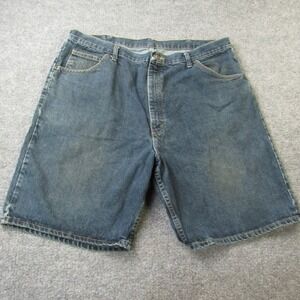 Wrangler Jean Shorts Men 42x10 Denim Blue Jorts Relaxed Fit Bermuda